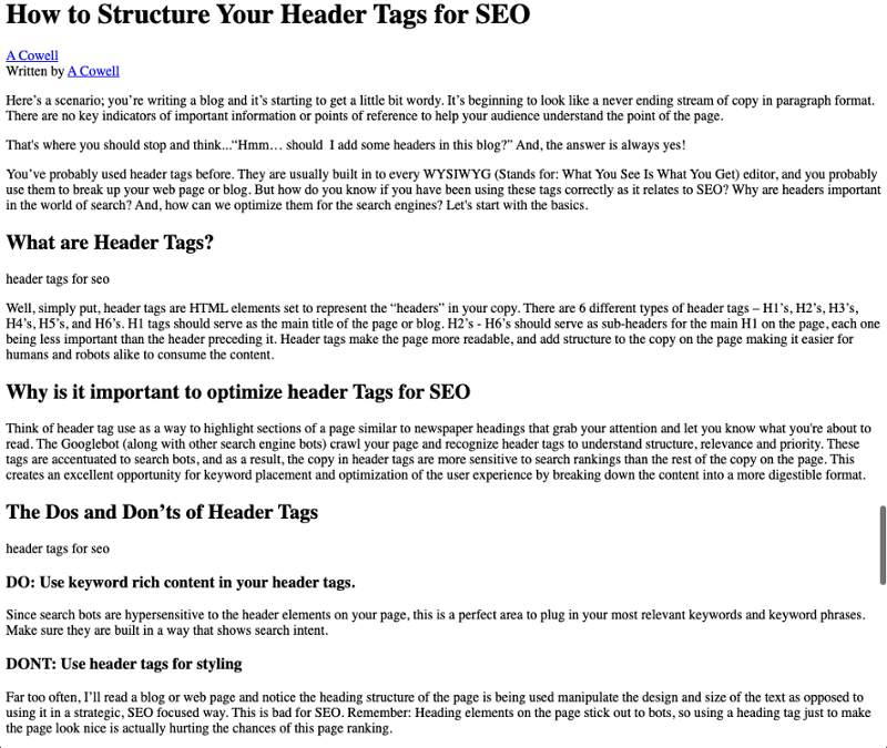 How to Structure Your Header Tags for SEO