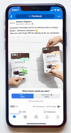 Facebook Poll Ad - Zoomed on Phone