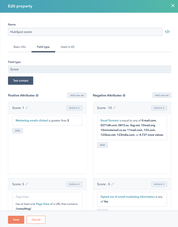 Lead Scoring Settings HubSpot