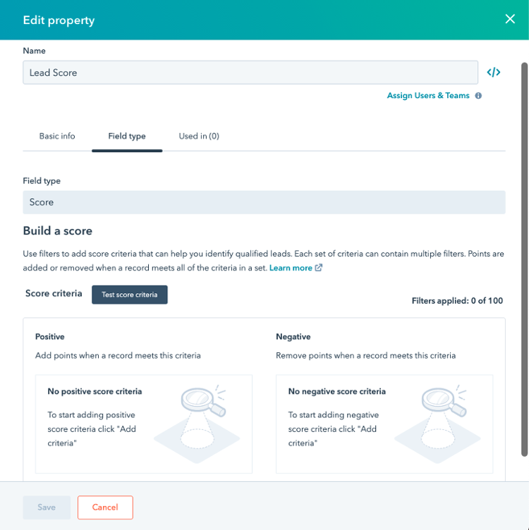 HubSpot Score Property Example