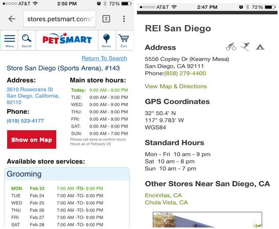 REI and PetSmart Examples -Local SEO Multiple Locations