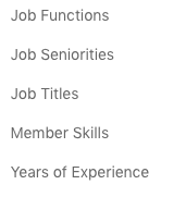 Job Experience Targeting Options