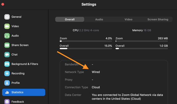 Zoom - Network Connection Screenshot