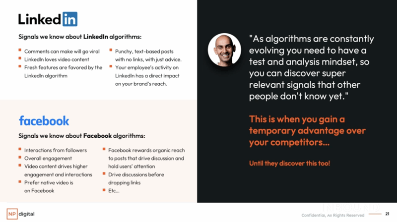 LinkedIn and Facebook algorithm signals