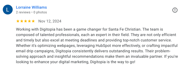 Google 5-Star Review for Digitopia Lorraine Williams