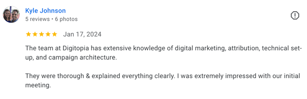 Google 5-Star Review for Digitopia  Dawn Saunders Kyle Johnson
