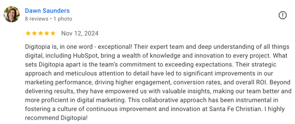 Google 5-Star Review for Digitopia  Dawn Saunders