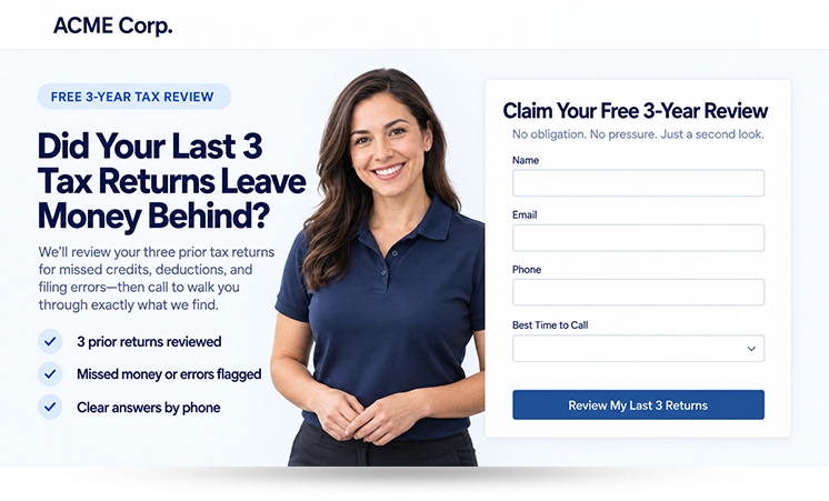 Redesigned contact page offering a clear review and next step Redesigned contact page offering a clear review and next step